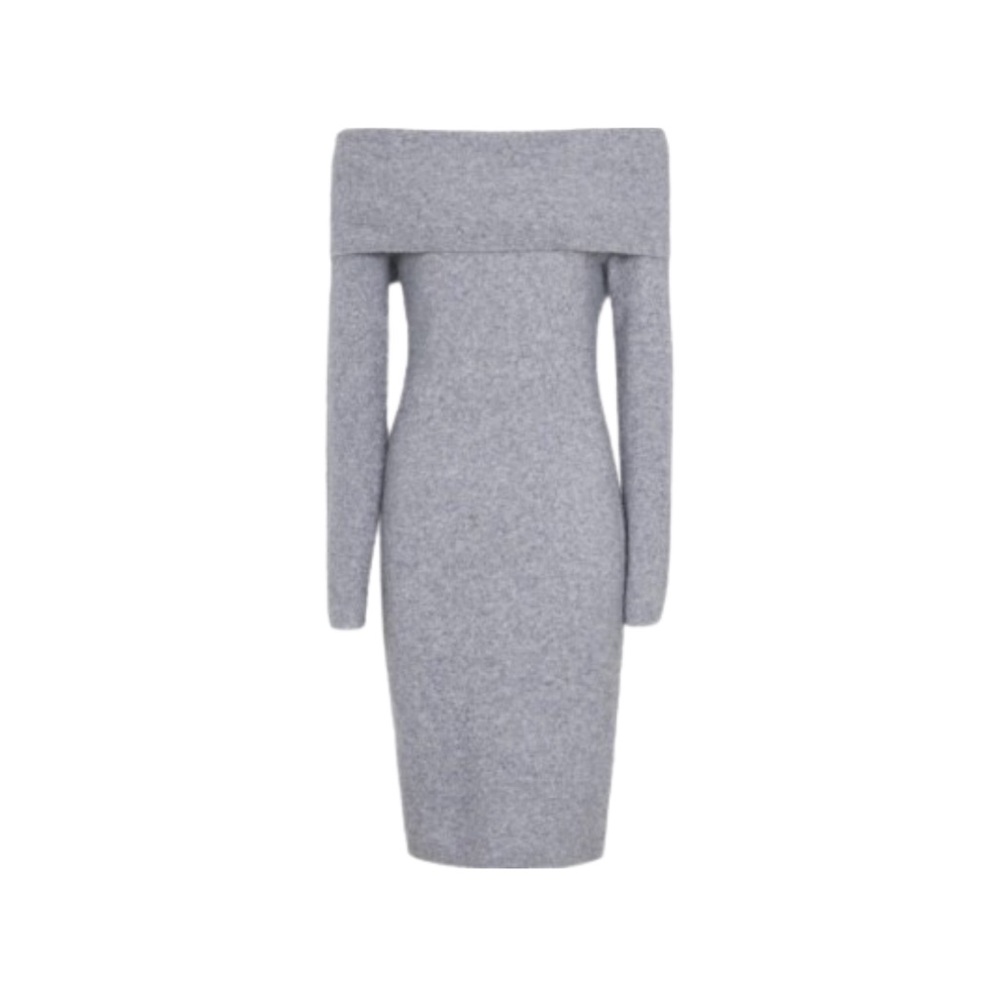 Elegant Gray Off-Shoulder Dress